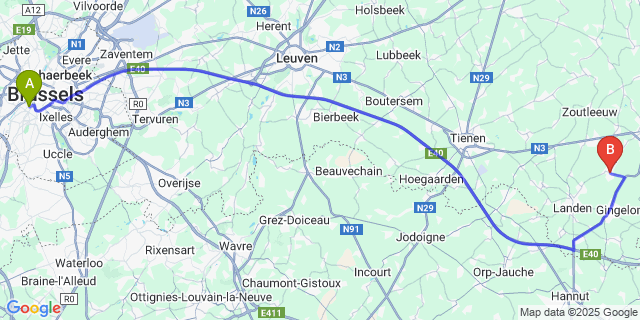 Map: Brussels Midi Train Station to Velm
