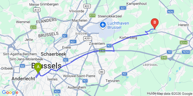 Map: Brussels Midi Train Station to Velsen