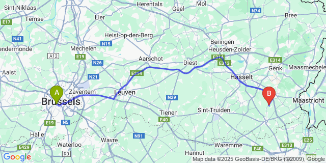 Map: Brussels Midi Train Station to Werm