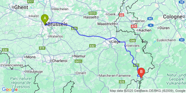 Map: Brussels Midi Train Station to Weweler
