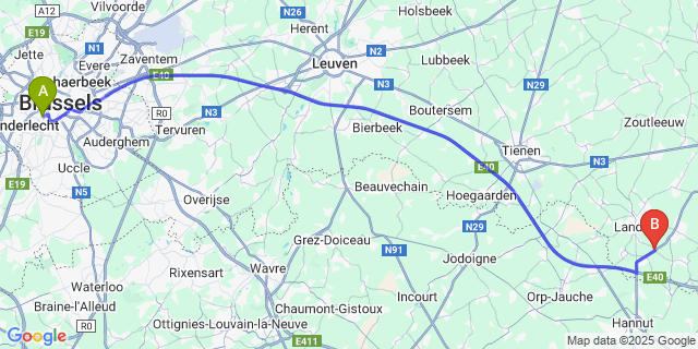 Map: Brussels Midi Train Station to Wezeren