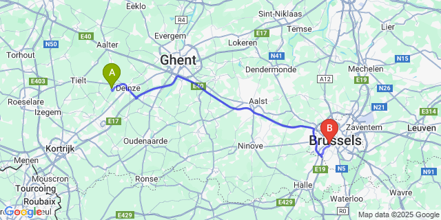 Map: Brussels Midi Train Station to Grammene