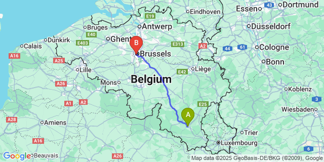 Map: Brussels Midi Train Station to Hamipré