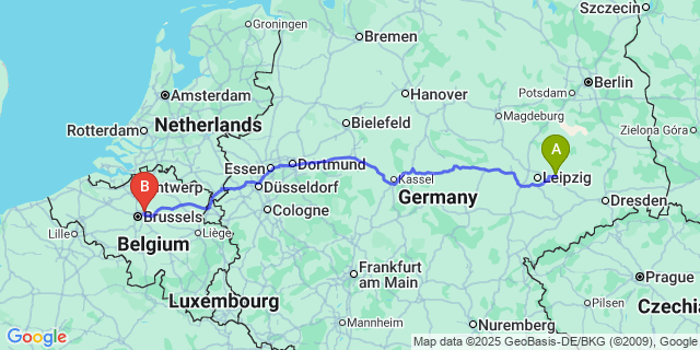 Map: Brussels Zaventem Airport (BRU) to Heinsch