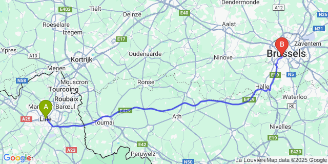 Map: Brussels Midi Train Station to cancelled