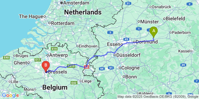 Map: Brussels Midi Train Station to Heppen