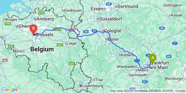 Map: Brussels Midi Train Station to Lamain