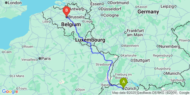 Map: Brussels Midi Train Station to Les Bulles