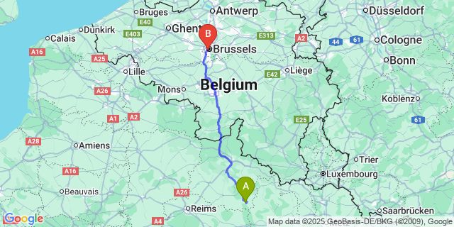 Map: Brussels Midi Train Station to Marcq