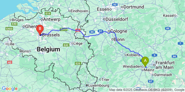 Map: Brussels Midi Train Station to Melles