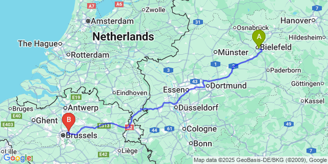 Map: Brussels Zaventem Airport (BRU) to My
