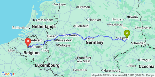 Map: Brussels Midi Train Station to Outer