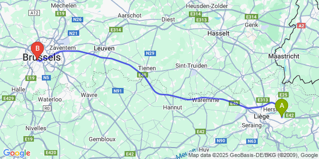Map: Brussels Midi Train Station to Queue-Du-Bois
