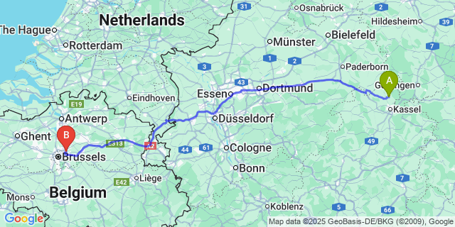 Map: Brussels Zaventem Airport (BRU) to Rahier