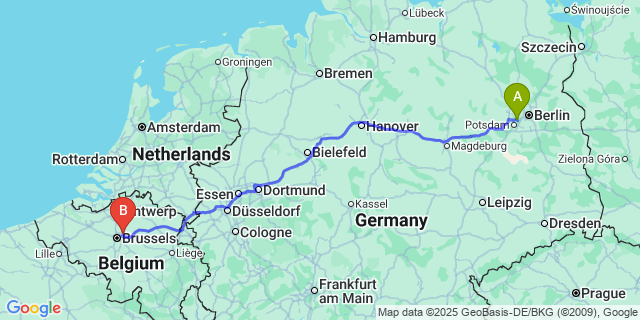 Map: Brussels Zaventem Airport (BRU) to Roux