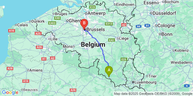 Map: Brussels Midi Train Station to Sainte-Cécile