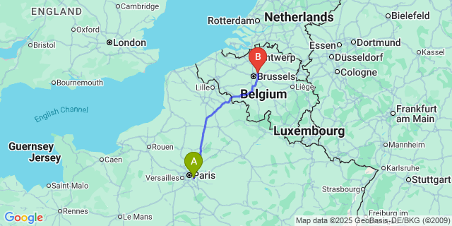Map: Brussels Zaventem Airport (BRU) to Saint-Maur