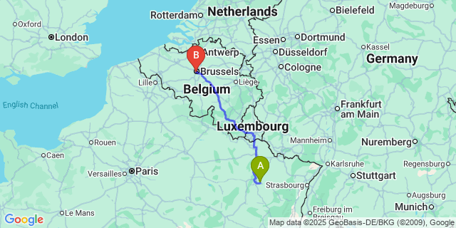 Map: Brussels Midi Train Station to Saint-Nicolas