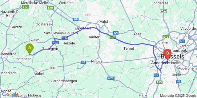 Map: Brussels Midi Train Station to Sint-Blasius-Boekel