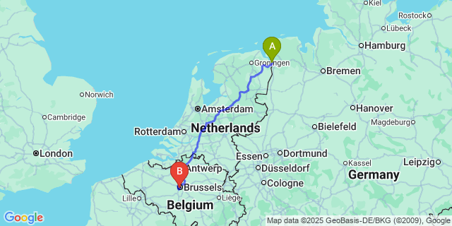 Map: Brussels Midi Train Station to Sluizen