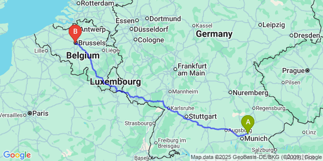 Map: Brussels Midi Train Station to Ways