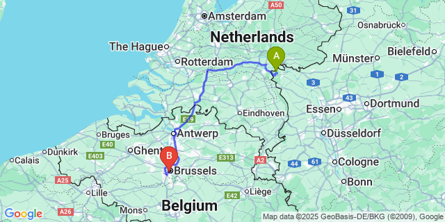 Map: Brussels Midi Train Station to Zelem