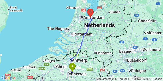 Map: Brussels Zaventem Airport (BRU) to Allmere