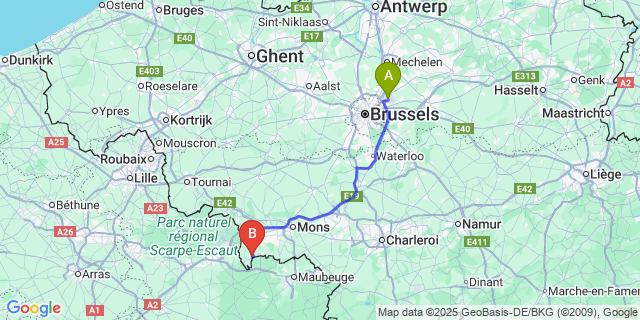Map: Brussels Zaventem Airport (BRU) to Autreppe