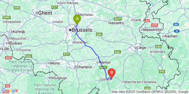Map: Brussels Zaventem Airport (BRU) to Chapois
