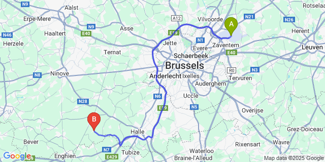 Map: Brussels Zaventem Airport (BRU) to Heikruis