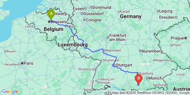 Map: Brussels Zaventem Airport (BRU) to Langenfeld