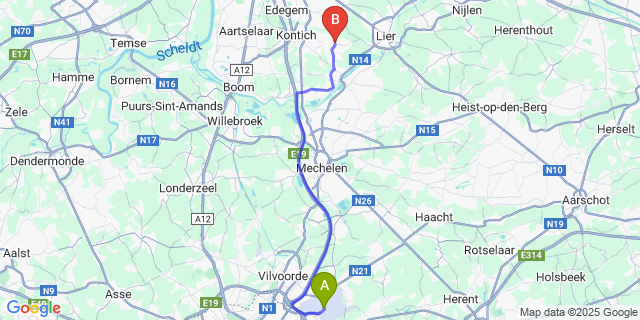 Map: Brussels Zaventem Airport (BRU) to Lint