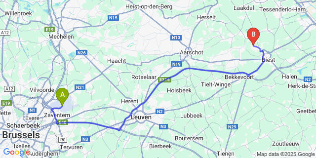 Map: Brussels Zaventem Airport (BRU) to Molenstede