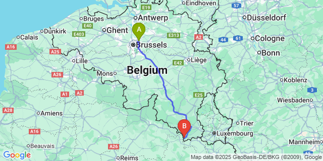 Map: Brussels Zaventem Airport (BRU) to Montquintin