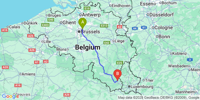 Map: Brussels Zaventem Airport (BRU) to Nobressart