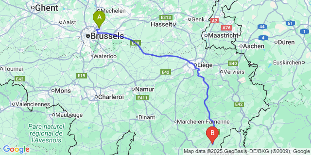 Map: Brussels Zaventem Airport (BRU) to Noville
