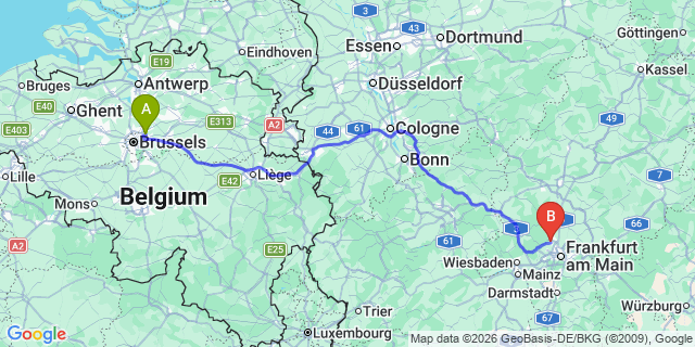 Map: Brussels Zaventem Airport (BRU) to Oberursel