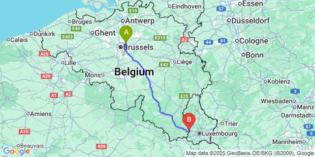 Map: Brussels Zaventem Airport (BRU) to Sterpenich