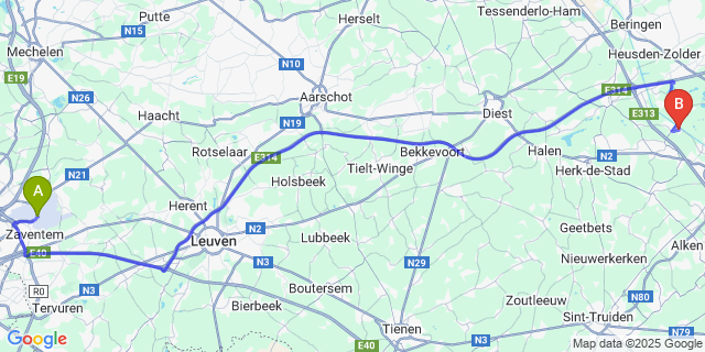 Map: Brussels Zaventem Airport (BRU) to Stokrooie