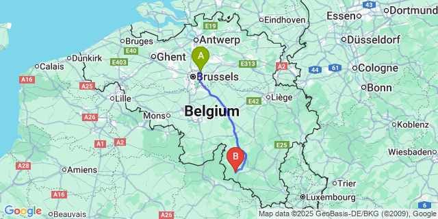 Map: Brussels Zaventem Airport (BRU) to Vivy