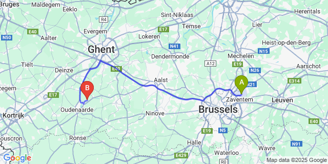 Map: Brussels Zaventem Airport (BRU) to Welden