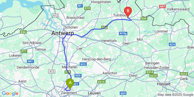 Map: Brussels Zaventem Airport (BRU) to Zwaneven