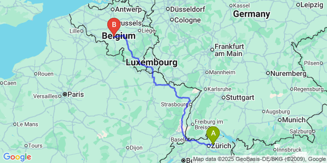 Map: Charleroi Airport Brussels South (CRL) to Wildert