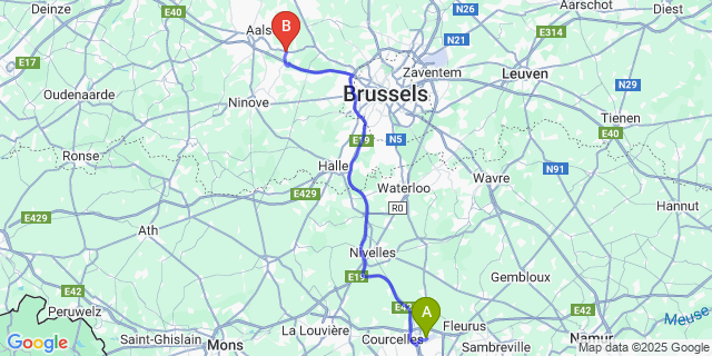 Map: Charleroi Airport Brussels South (CRL) to Affligem