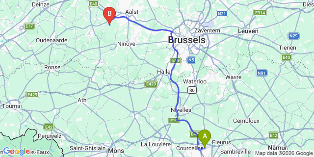 Map: Charleroi Airport Brussels South (CRL) to Avesnes-sur-Helpe