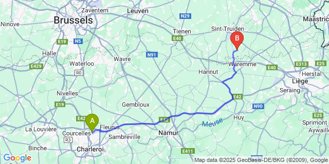 Map: Charleroi Airport Brussels South (CRL) to Boekhout