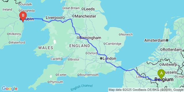 Map: Charleroi Airport Brussels South (CRL) to Bray