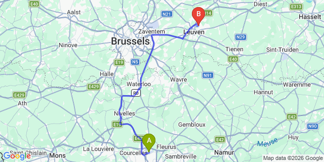 Map: Charleroi Airport Brussels South (CRL) to Charleville-Mézières