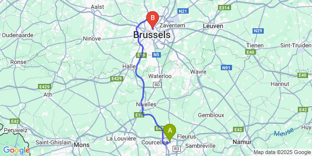 Map: Charleroi Airport Brussels South (CRL) to Condo Gardens Brussels