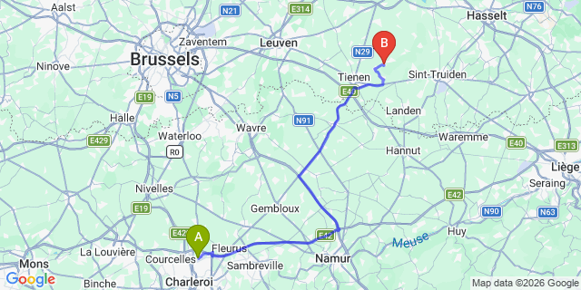 Map: Charleroi Airport Brussels South (CRL) to Edam-Volendam